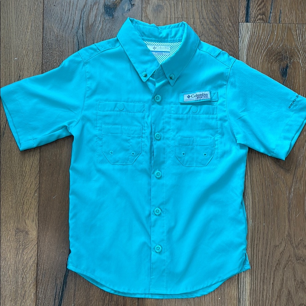 Columbia Teal Button Down Shirt Lightweight Outdoor Wear